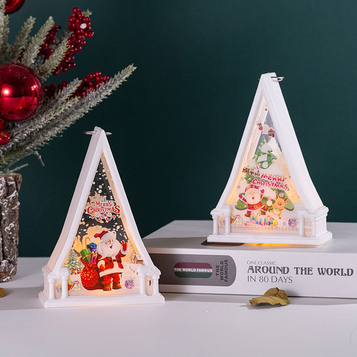 Christmas lantern with LED lighting and festive snowman