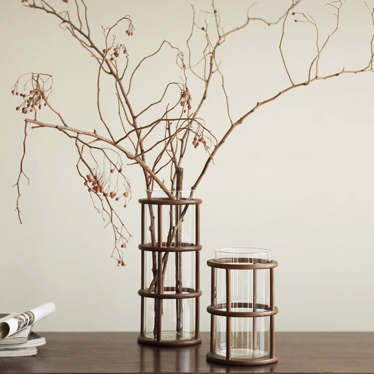 Decorative Glass and Wood Centerpiece