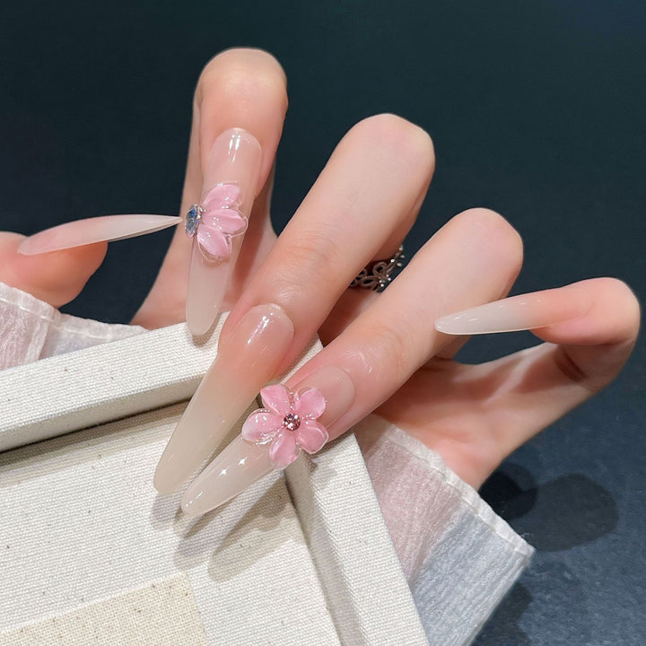 Glamorous Crystal-Studded Stiletto Press-On Nails Kalsten