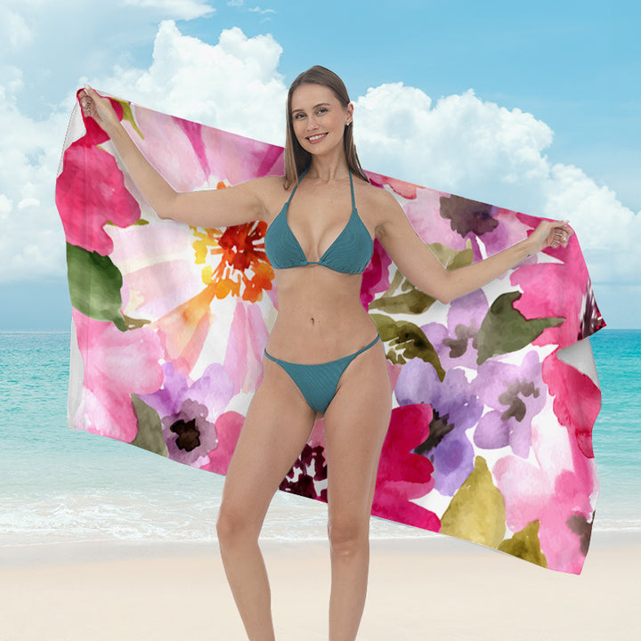 Beach towel with vibrant tropical plant motif Kalsten
