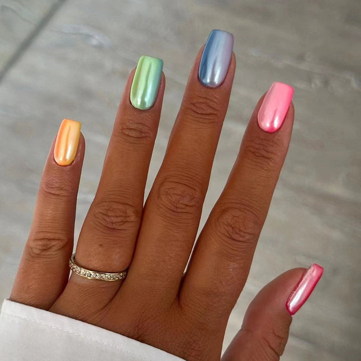 Iridescent Metallic Press-On Nail Set Kalsten