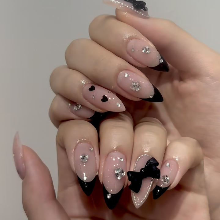 Elegant Stiletto Nail Art Extensions with Rhinestone Accents Kalsten