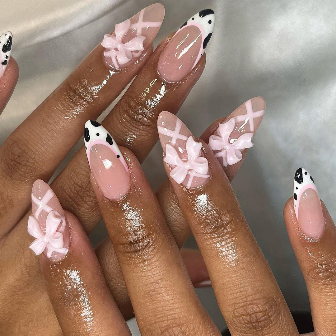 Artistic Nail Extensions with Fine Bow Patterns Kalsten