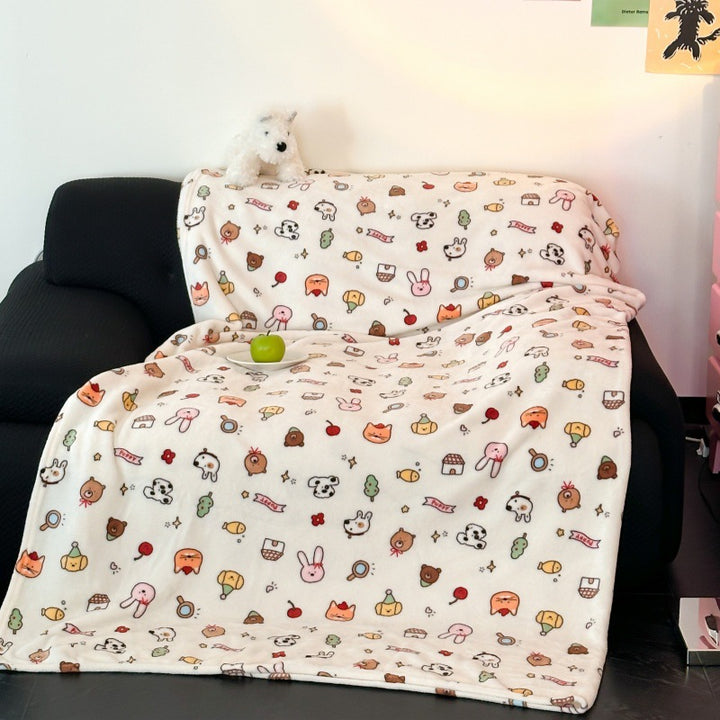 Cozy Plush Cartoon Dog-Themed Throw Blanket
