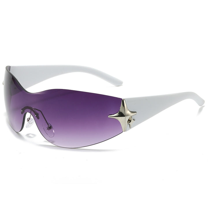 Futuristic Shield Sunglasses with Metallic Accents Kalsten