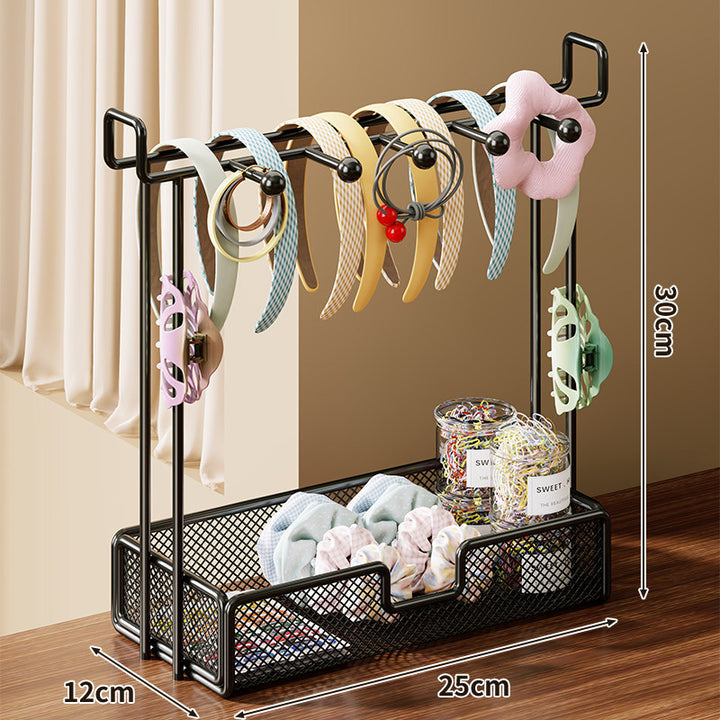 Headband and Hair Accessory Organizer Stand with Mesh Storage Tray
