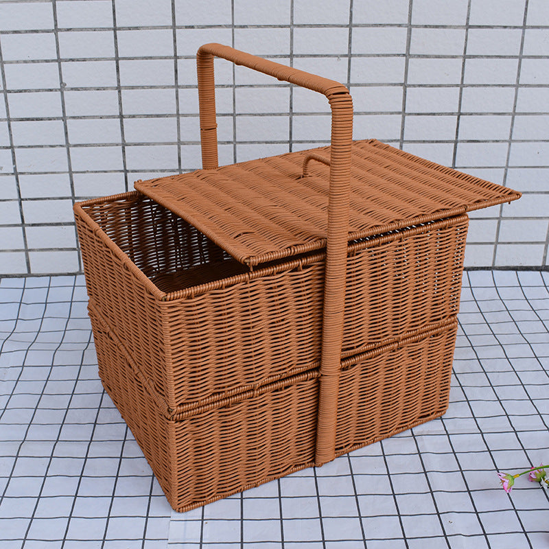 Multi-Functional Woven Storage Basket with Lid Kalsten
