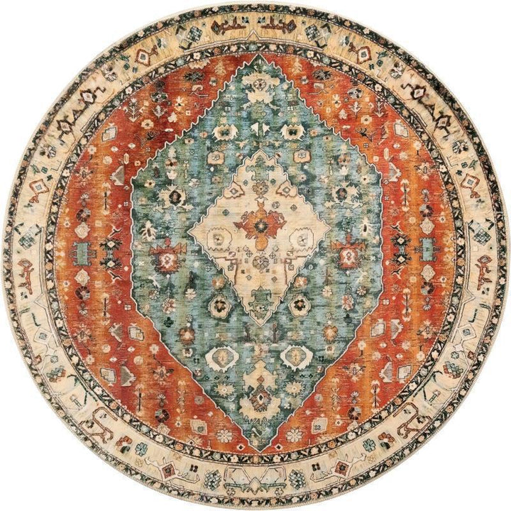 Round Vintage Floral Area Rug