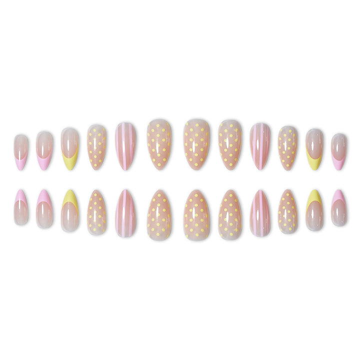 Artistic Press-On Nail Set with Polka Dot and Ombre Design Kalsten