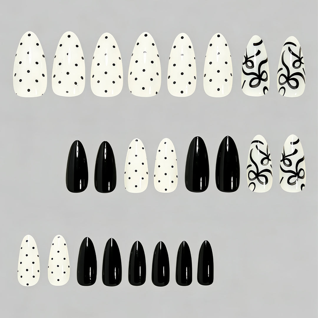 Artistic Press-On Nail Set with Bow Designs Kalsten