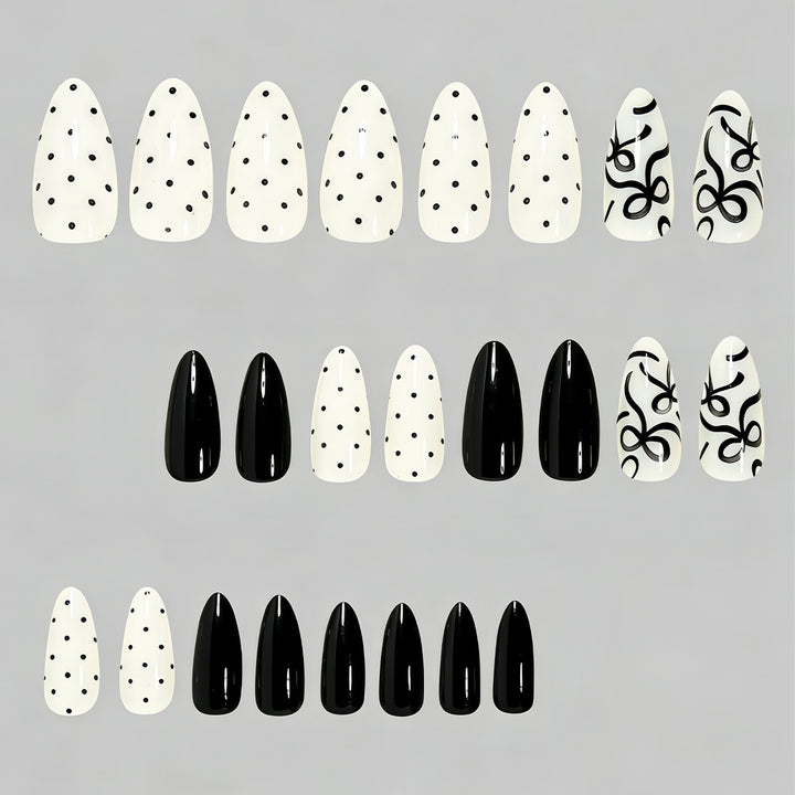 Artistic Press-On Nail Set with Bow Designs Kalsten
