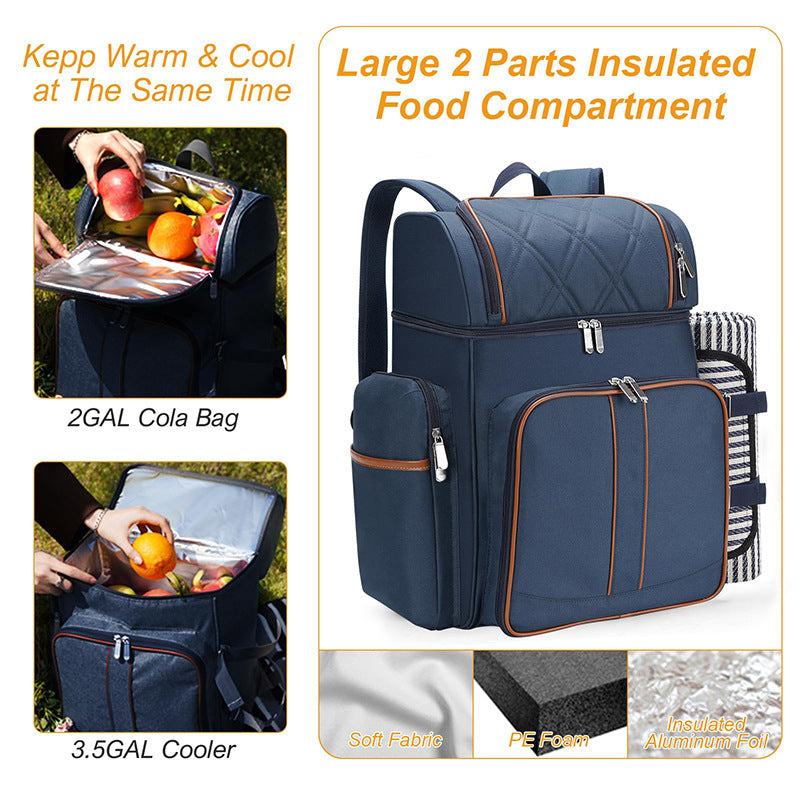 Gourmet Picnic Backpack with Dishware and Cooling Compartment Kalsten