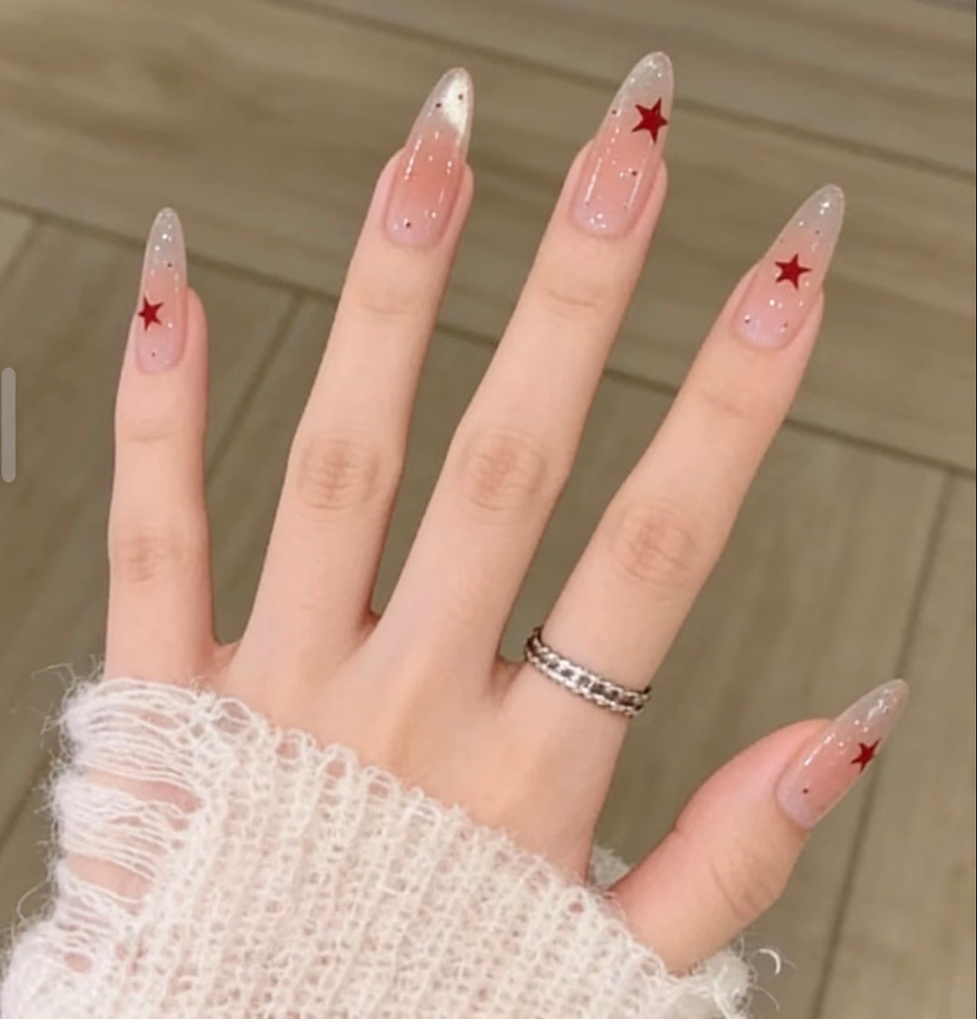 Artistic Press-On Nail Set with Star Design Kalsten