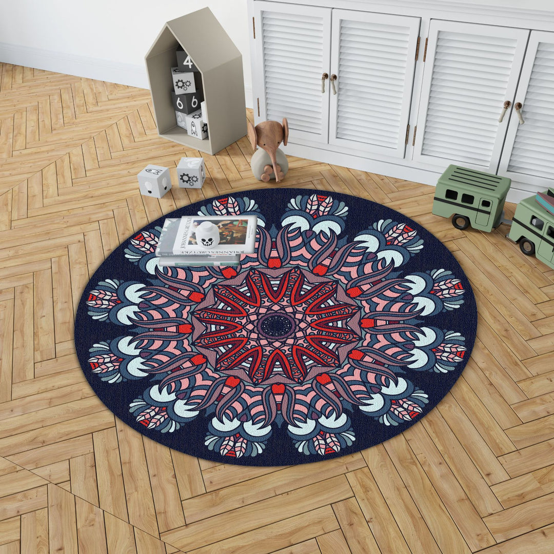 Mandala Print Round Area Rug Kalsten