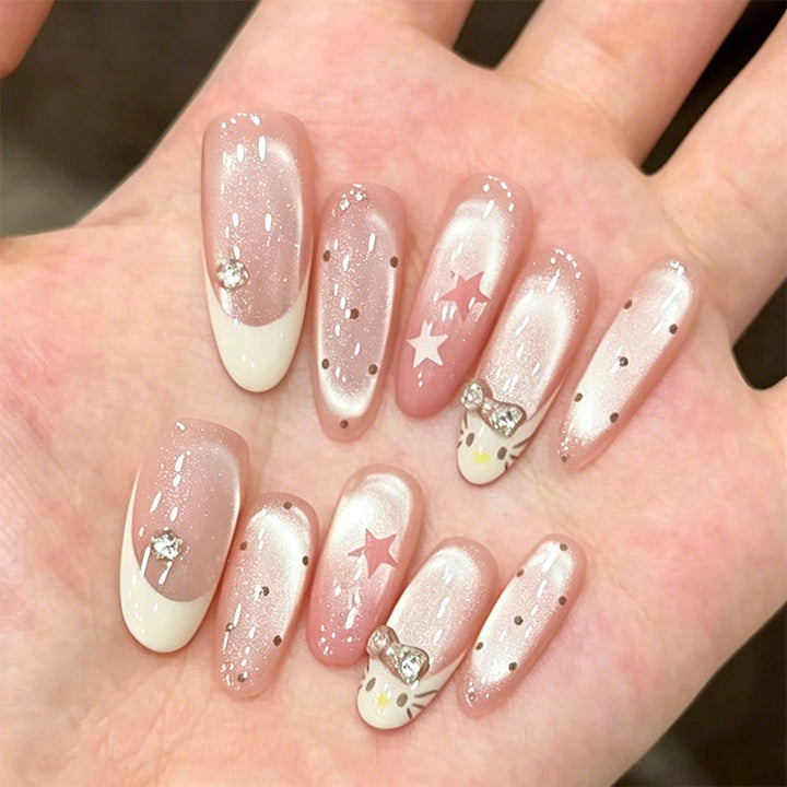 Artificial nail set with sparkling glitter accents Kalsten