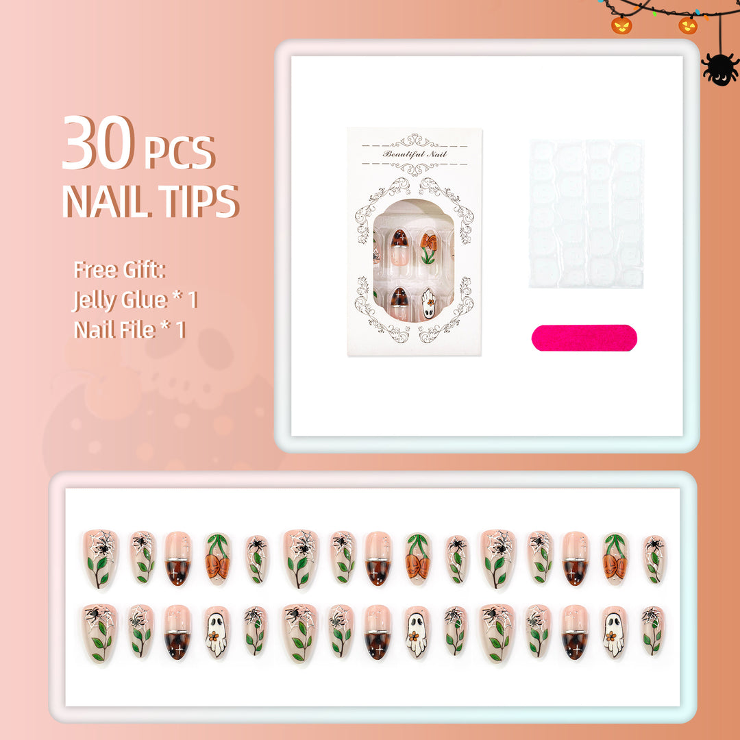 Halloween-Themed Decorative Press-On Nail Art Set