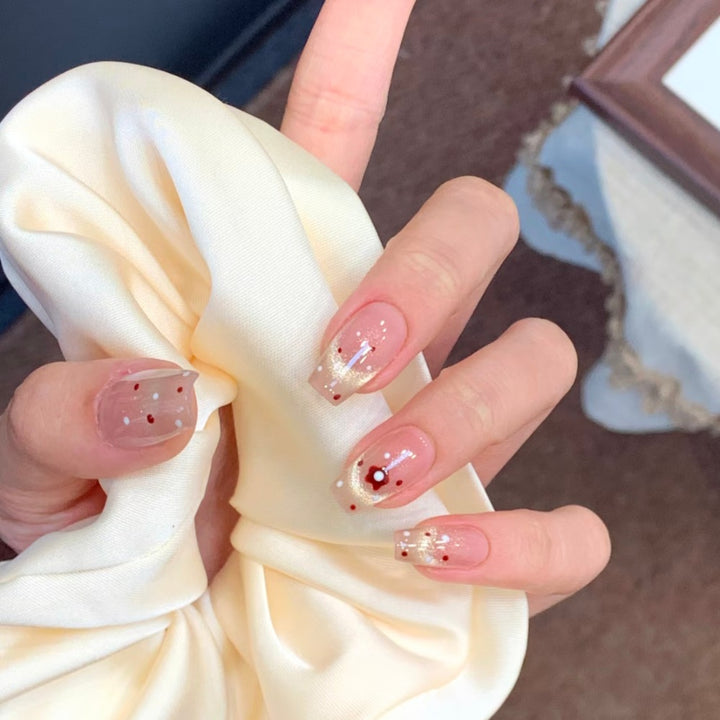 Decorative Press-On Nail Set with Floral and Bow Accents Kalsten