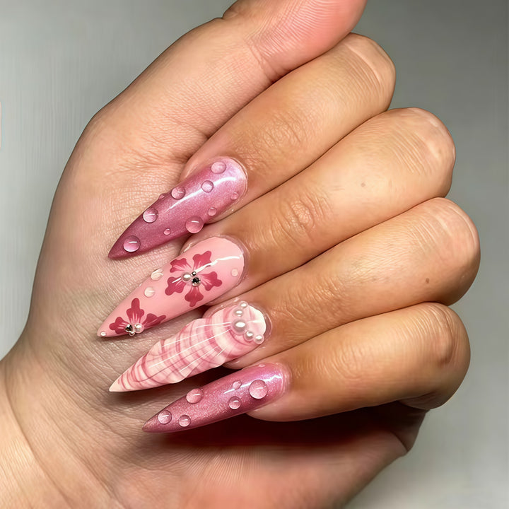 Floral Art Nail Extensions Kalsten