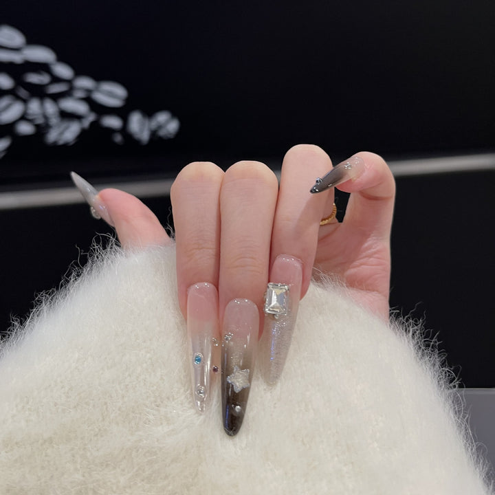 Artistic Stiletto Press-On Nail Set with Decorative Rhinestones Kalsten