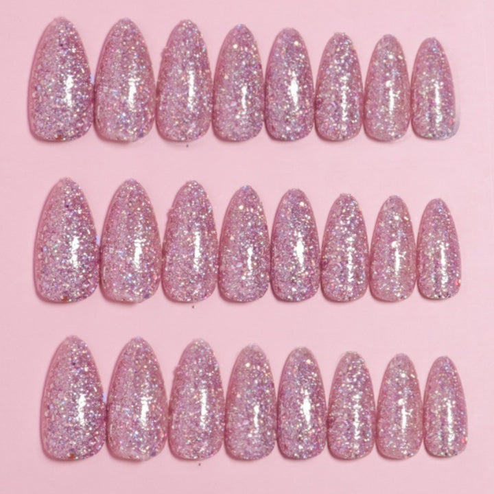 Glittering Almond-Shaped Press-On Nail Set Kalsten