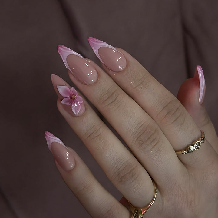 Artistic Nail Extensions with Floral Accents Kalsten