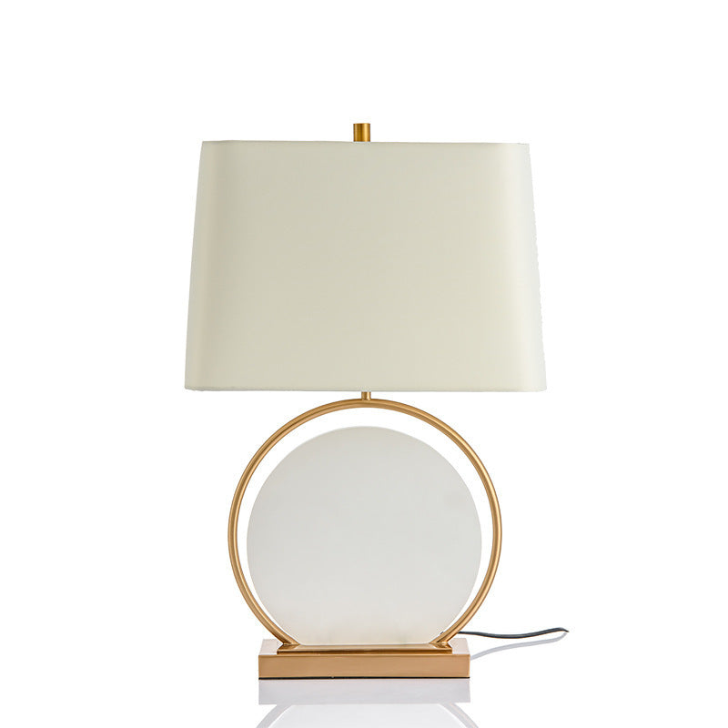 Modern Table Lamp with Circular Base and Fabric Shade