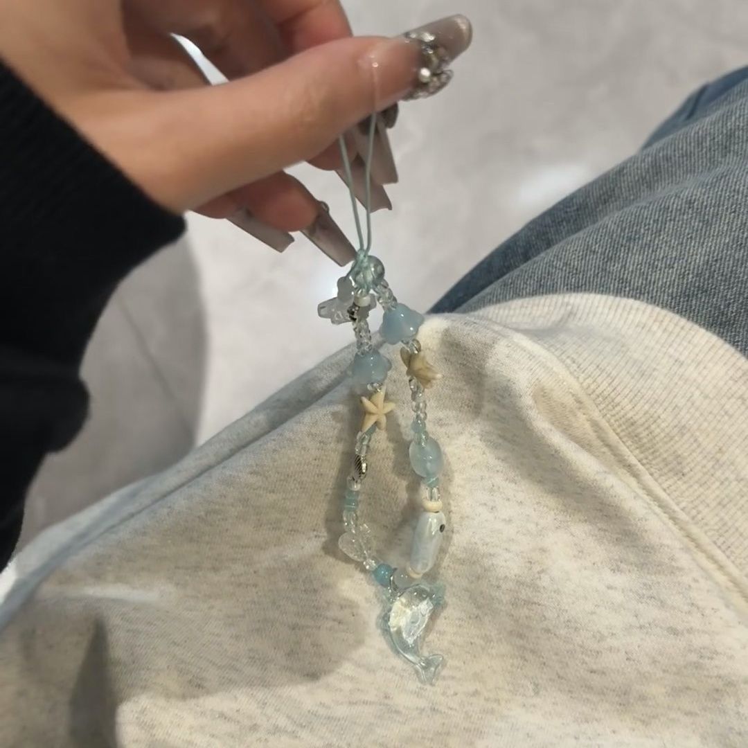 Dolphin-Themed Beaded Charm Eyewear Holder Kalsten