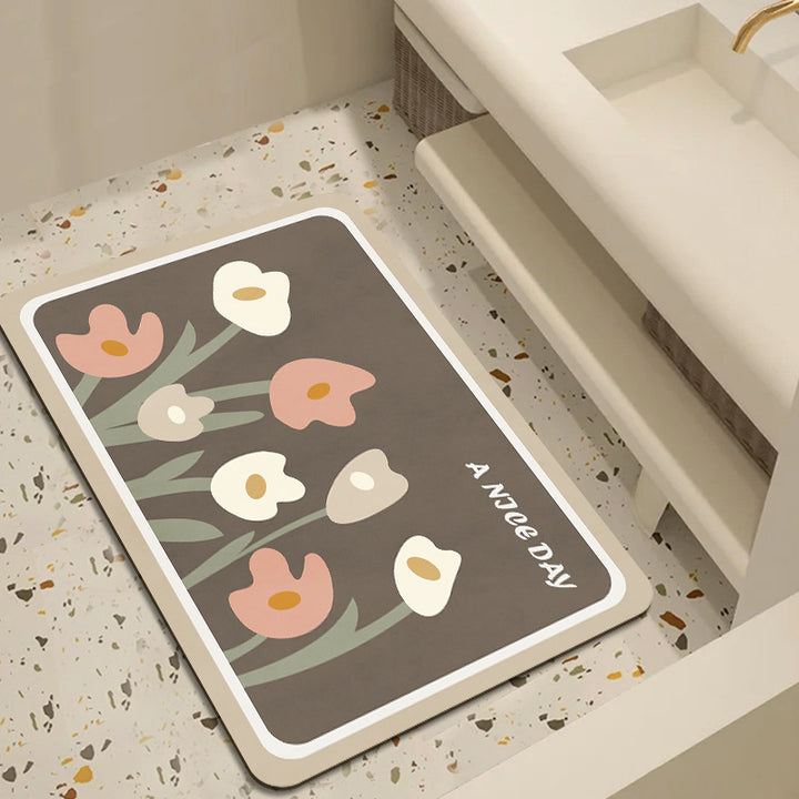 Floral Patterned Bathroom Mat