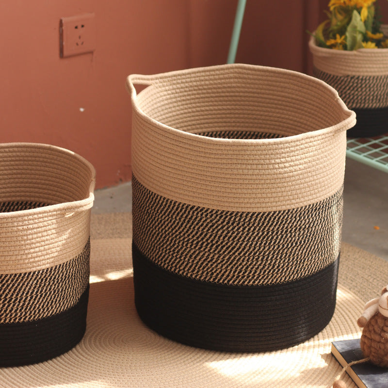 Modern storage basket with gray knit pattern Kalsten