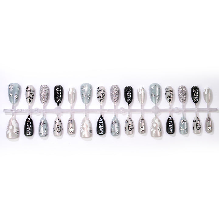 Artistic Press-On Nail Art Set with Custom Designs Kalsten