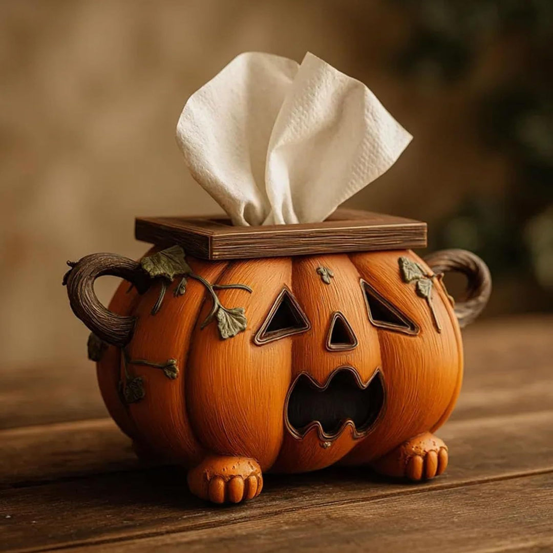 Ceramic napkin dispenser in Halloween pumpkin design decorative tissue box