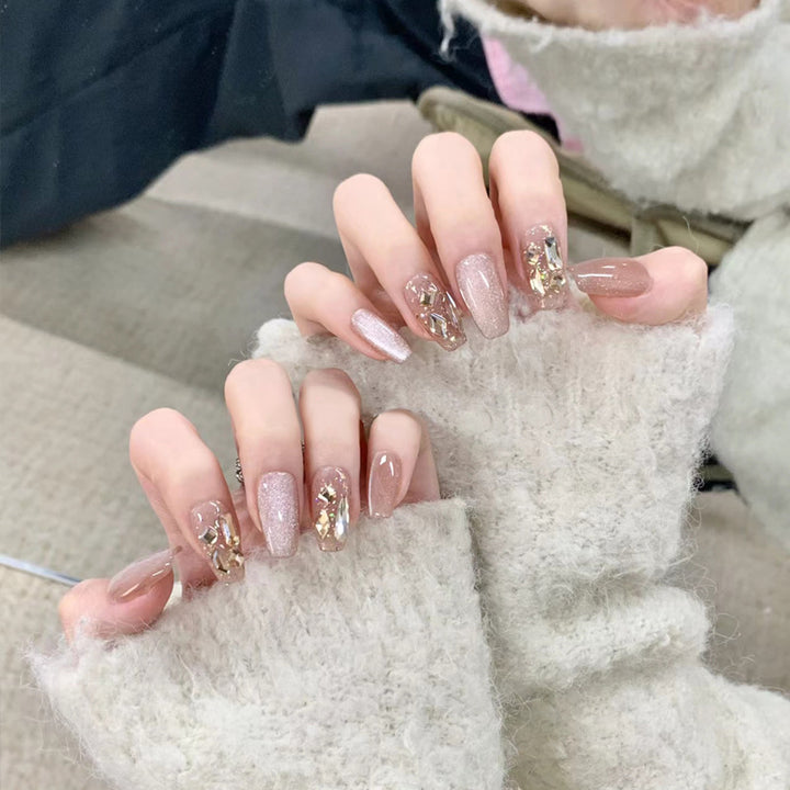 Elegant Press-On Nail Set with Sparkling Accents Kalsten