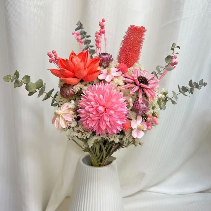 Dried Flower Bouquet Arrangement with Decorative Elements