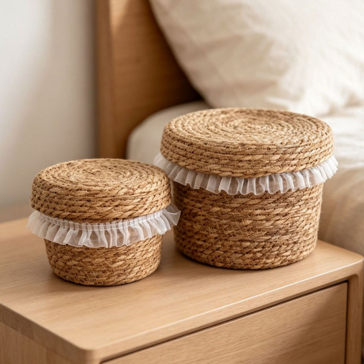 Natural fiber storage basket with ruffled edge Kalsten