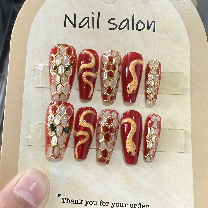 Artistic Snake Design Press-On Nail Set Kalsten