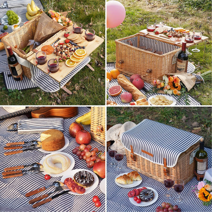 Elegant Wicker Picnic Basket with Insulated Compartment Kalsten