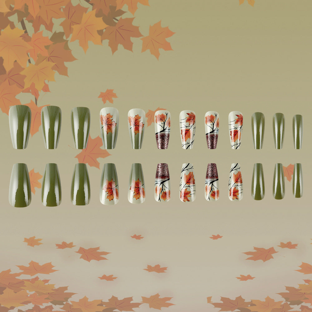 Autumn Leaf-Themed Press-On Nail Art Kalsten