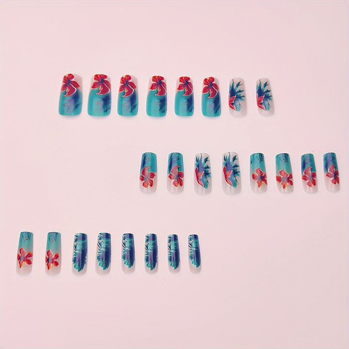 Creative Art Nails with Floral Hibiscus Design Kalsten