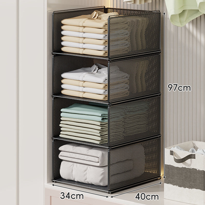 Perforated Steel Fabric Storage Basket with Raised Sliding Base