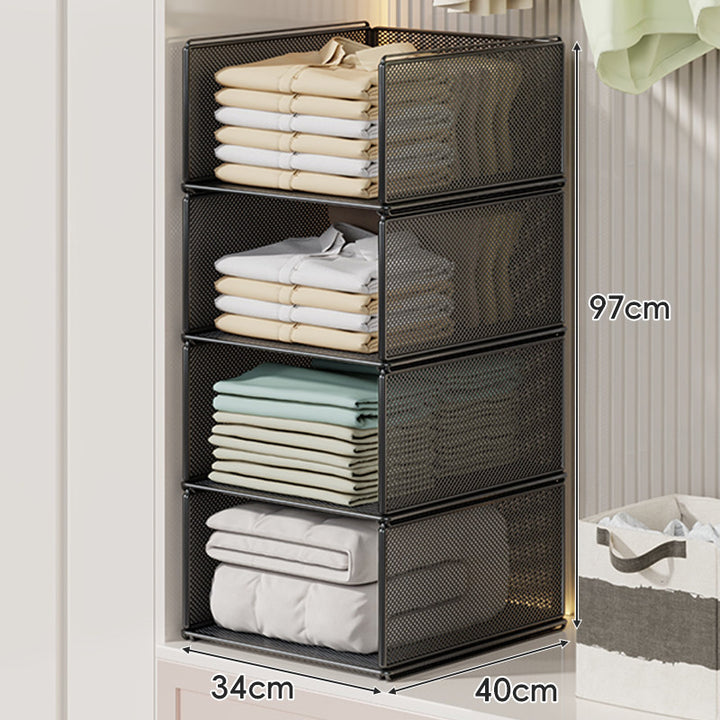 Perforated Steel Fabric Storage Basket with Raised Sliding Base