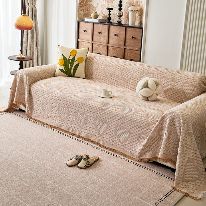 Cozy Heart Pattern Sofa Throw Blanket