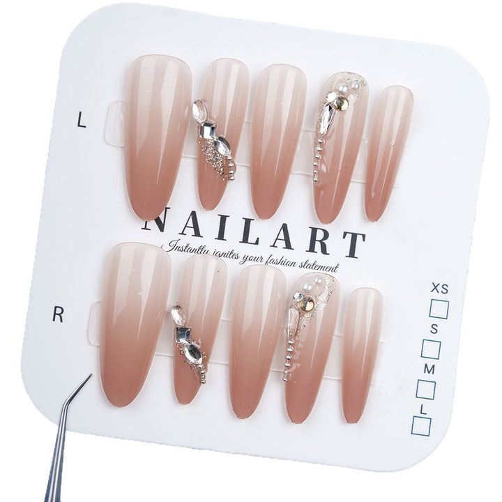 Artistic Press-On Nail Set with Cute Bow and Heart Designs Kalsten