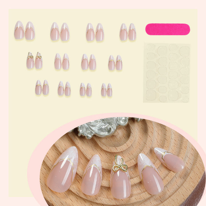 Artistic Nail Tips with Golden Accents Kalsten