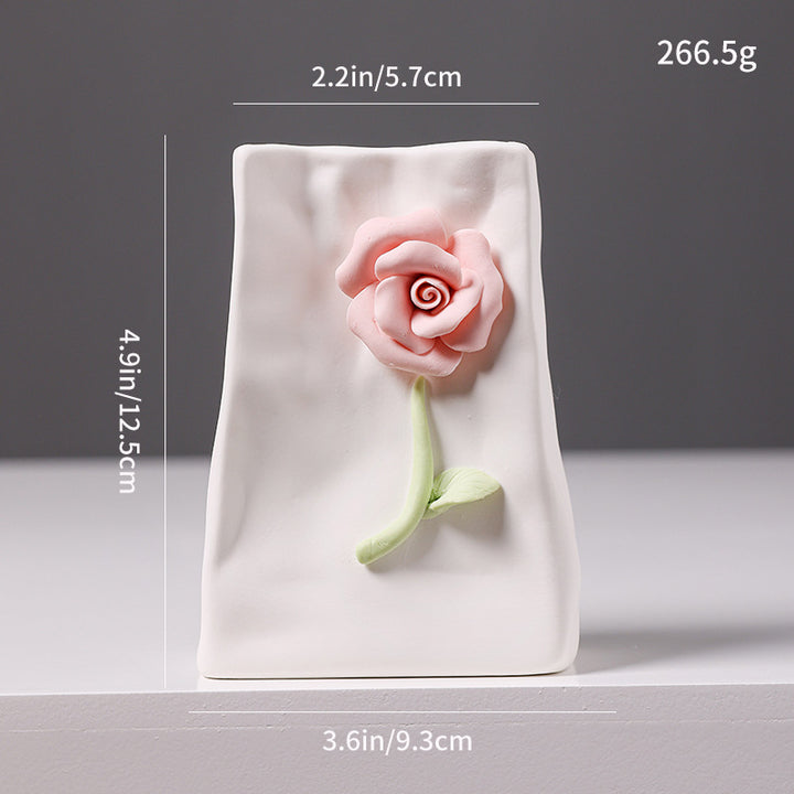 Decorative Floral Relief Ceramic Vase Kalsten