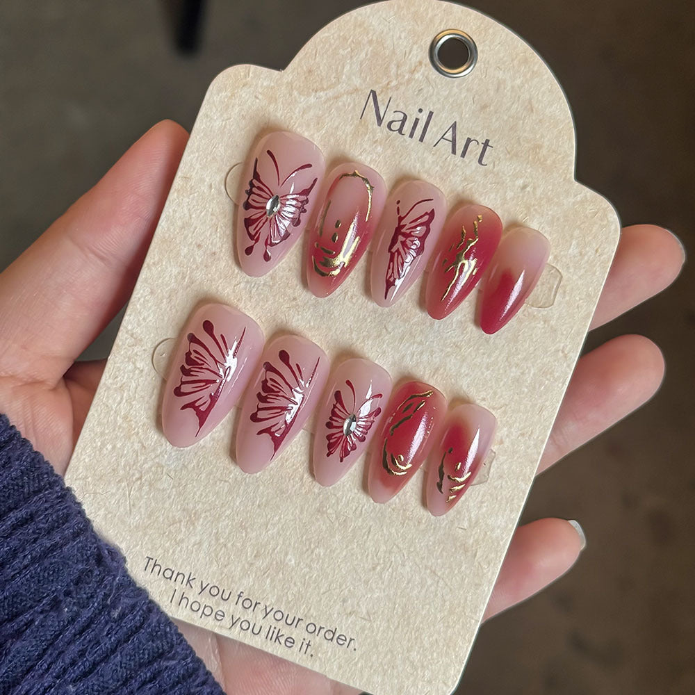 Elegant Hand-Painted Press-On Nail Art Kalsten