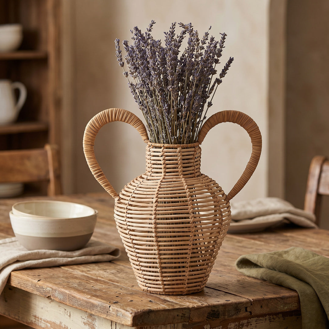Decorative vase made of woven natural material Kalsten