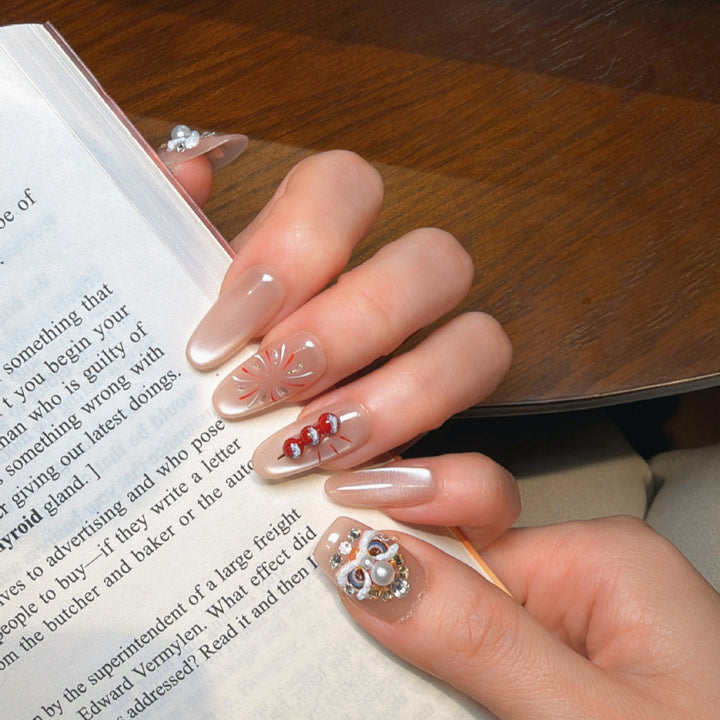 Decorative Press-On Nail Art Set with Jewel Accents Kalsten