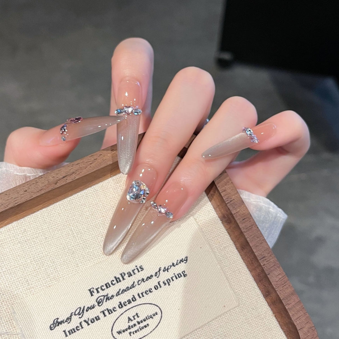 Artistic Rhinestone-Embellished Press-On Nail Extensions Kalsten