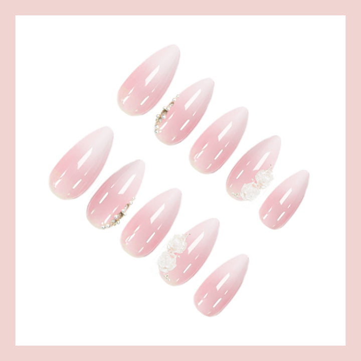 Acrylic nail set with elegant rose decorations Kalsten