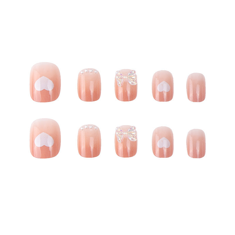 Heart-Design Glitter Press-On Nails Kalsten